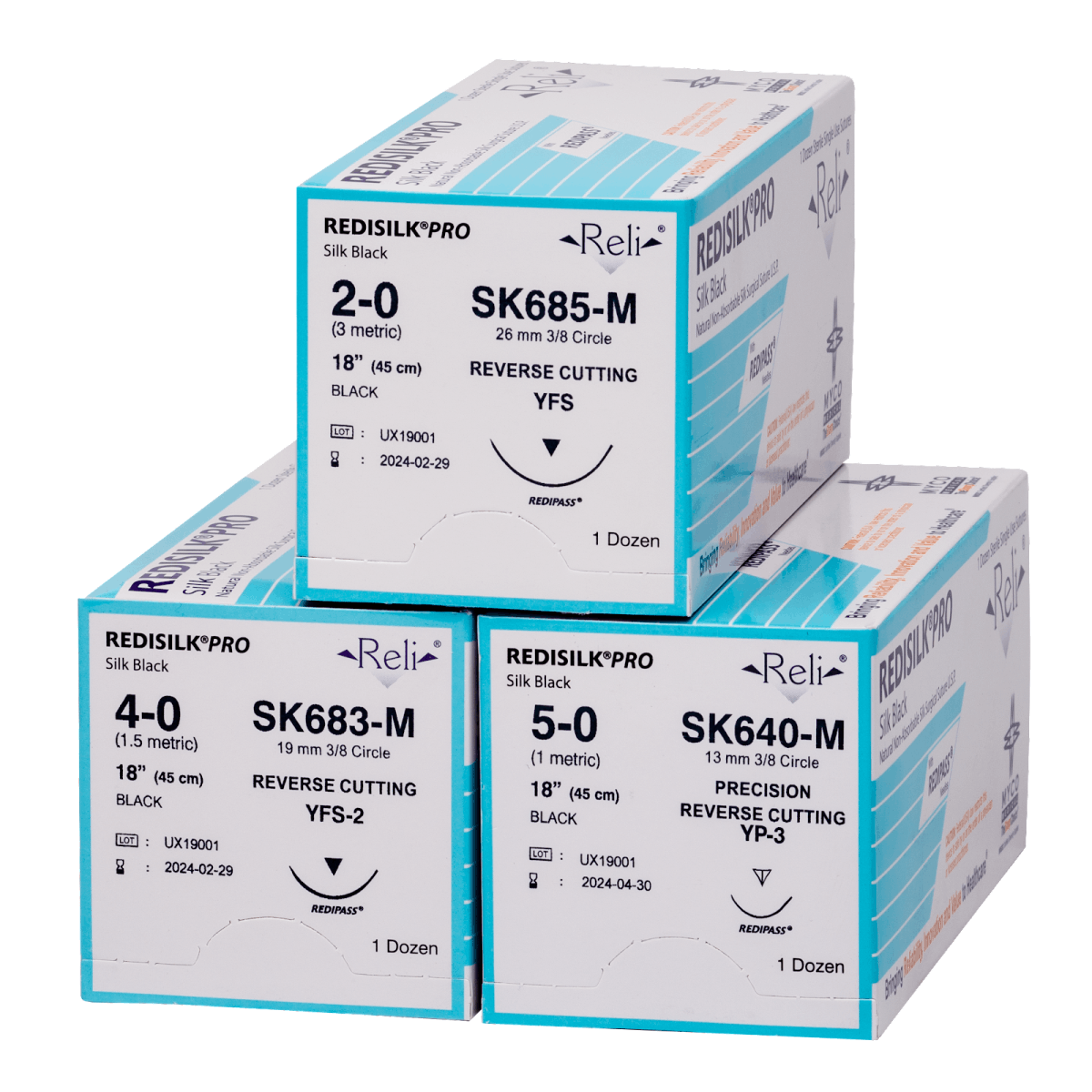 REDISILK® PRO Non-absorbable Natural Organic Silk Suture with Needle